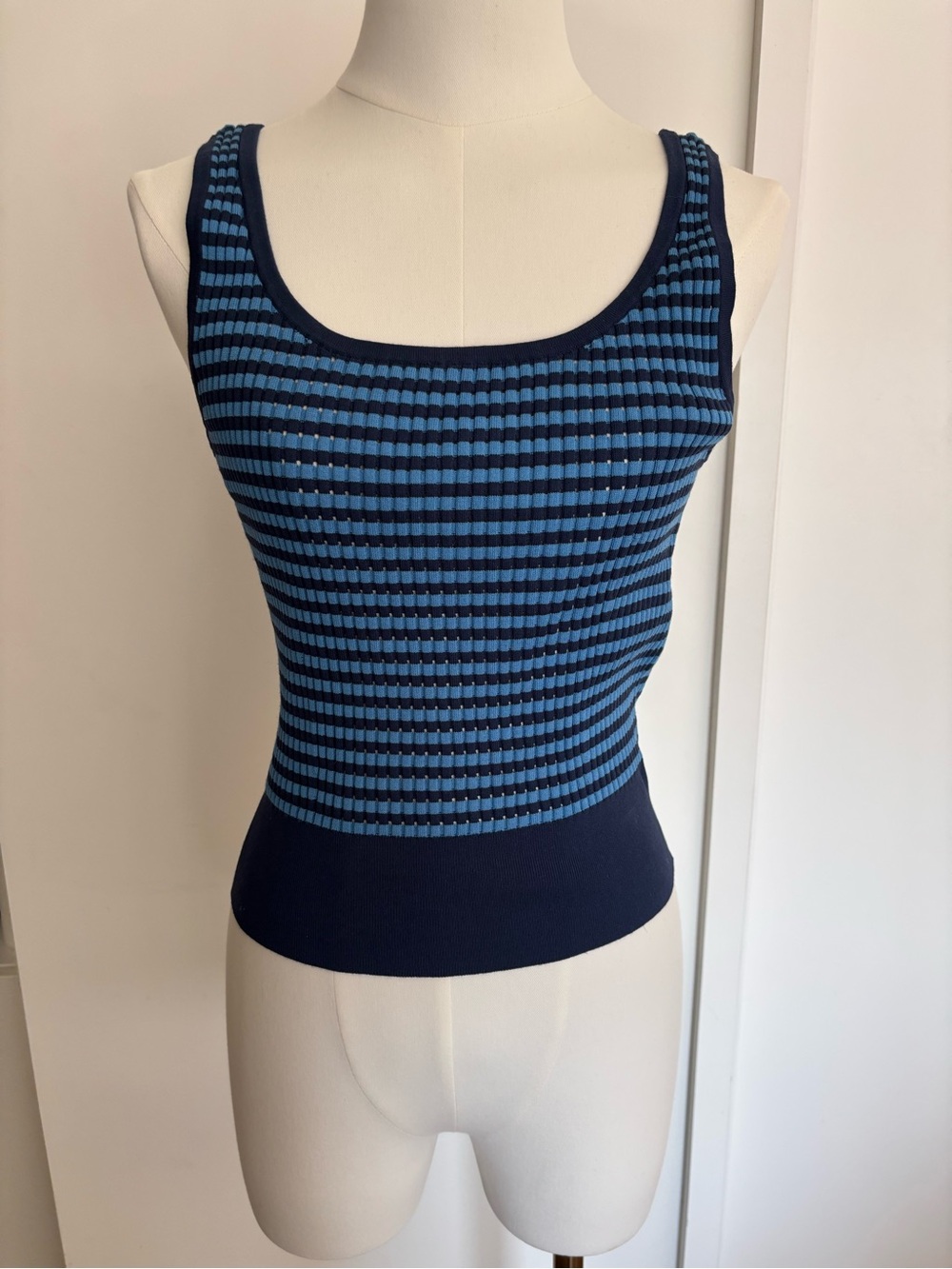 Lafayette 148 NY Tank Top Sweater Striped Blue Small NWT